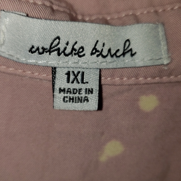 White Birch Button Down Hi/Low Blush Pink Top w/ Bleach Spots 1xl - Picture 7 of 10